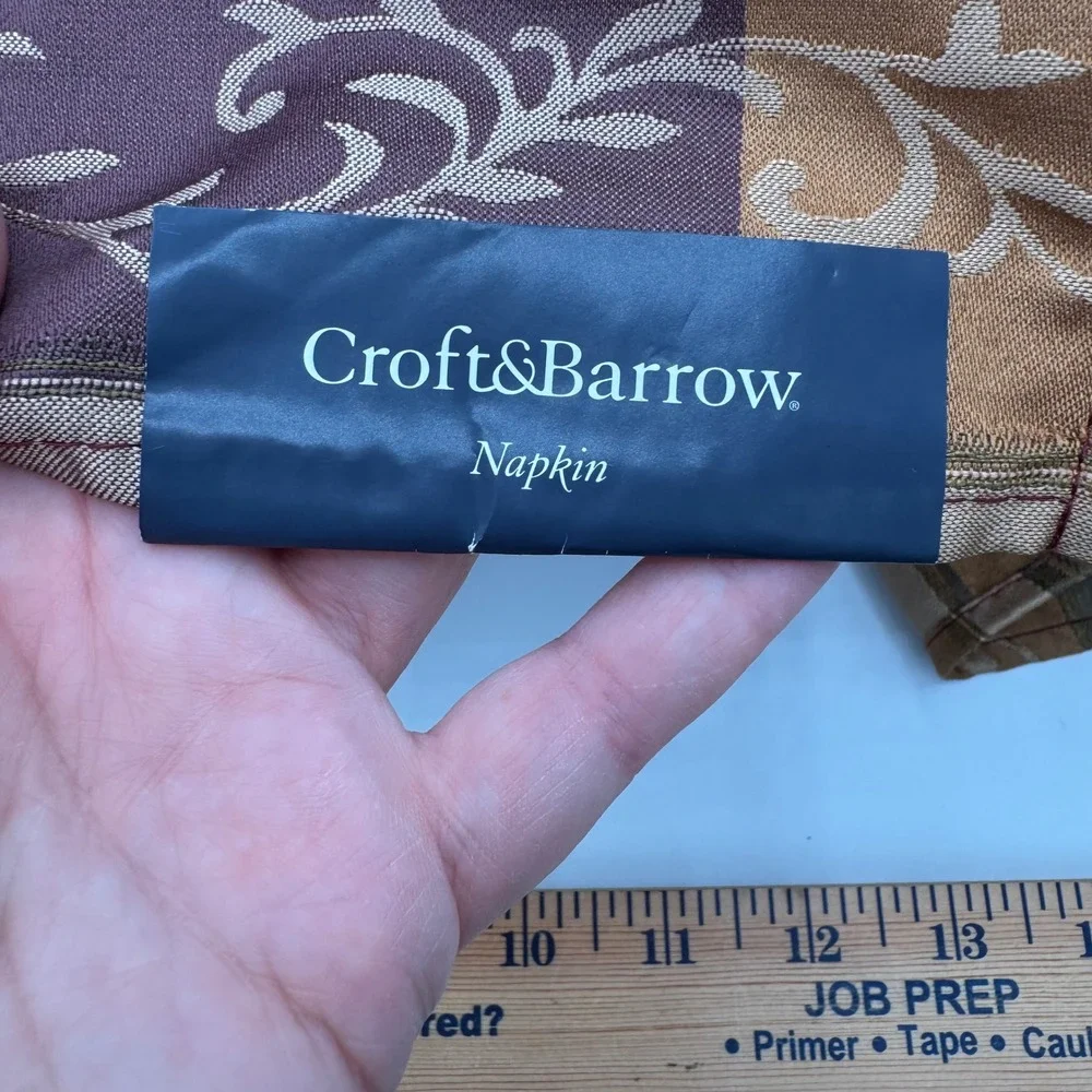 Croft & Barrow 6 Pack Cloth Napkins Burgundy Gold Floral Jacquard 18x18